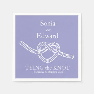 Heart tie the knot wedding purple paper napkin