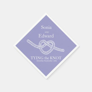 Heart tie the knot wedding purple paper napkin