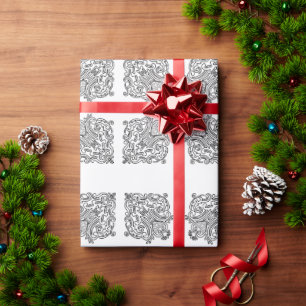 Heart Tile Pattern Wrapping Paper
