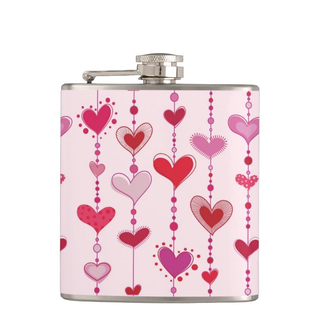 Heart Tiles Hip Flask (Front)