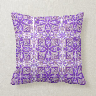 Heart Tiles Inspired Portuguese Azulejos Lavender Cushion