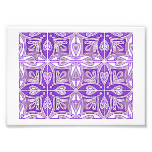Heart Tiles Inspired Portuguese Azulejos Lavender Photo Print