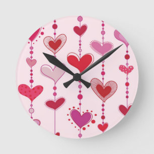Heart Tiles Round Clock