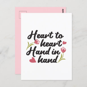 Heart to Heart, Hand to Hand - Romantic Quote Postcard