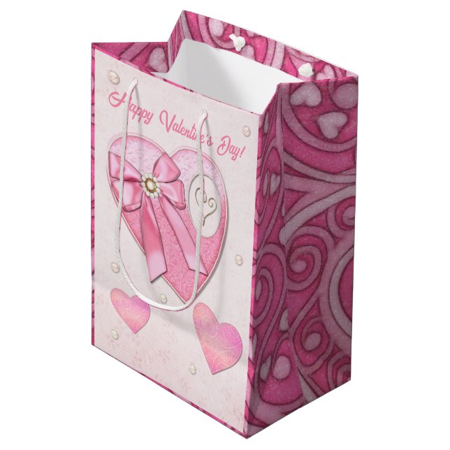 Heart to Heart Valentines Day Medium Gift Bag (Front Angled)