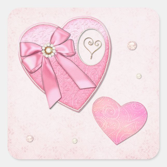 Heart to Heart Valentines Day Square Sticker (Front)