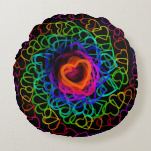 Heart to Hearts Groovy Rainbow Round Cushion