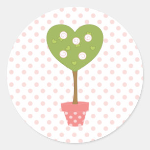 Heart Topiary with White Roses Classic Round Sticker