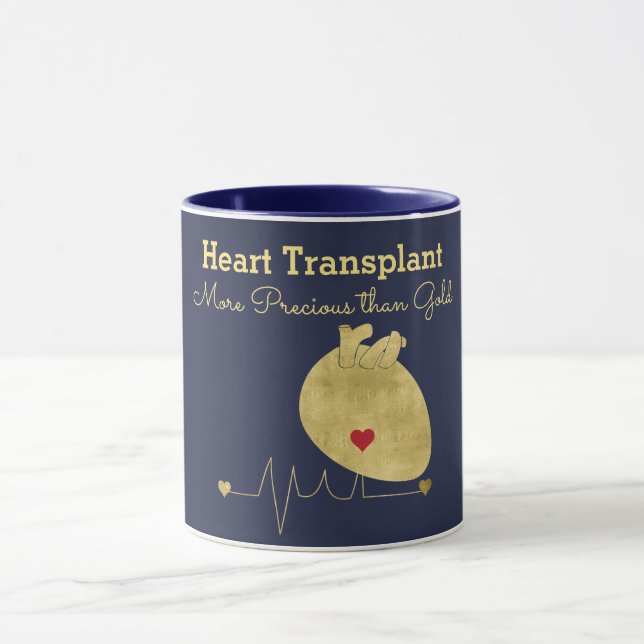 Heart Transplant Gold Navy Mug (Center)