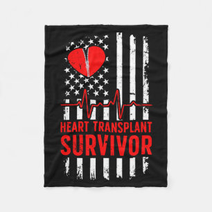 Heart transplant survivor us flag heart transplant fleece blanket