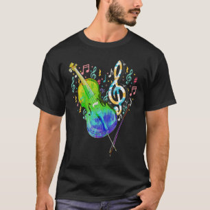 Heart Treble Clef Cello Player Music Notes Cellist T-Shirt
