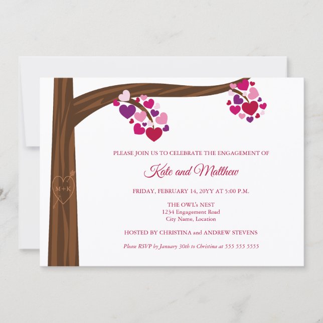 Heart Tree Engagement Party Invitation (Front)