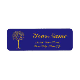 Heart Tree in Gold Glitter Return Address Label