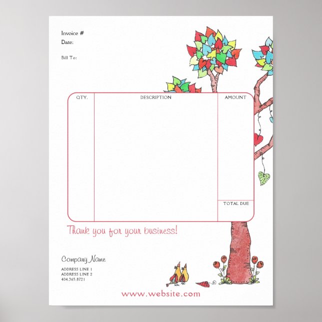 Heart Tree Invoice Sheet Poster (Front)