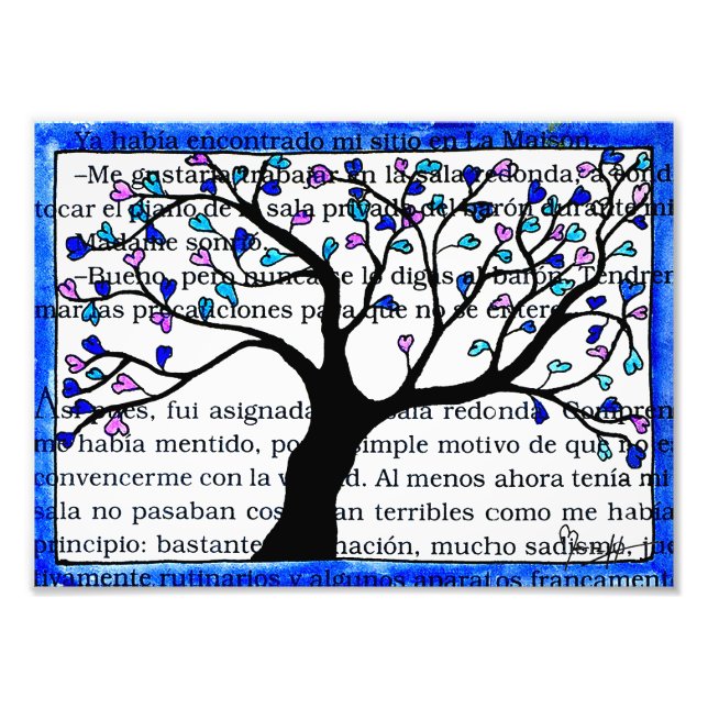 Heart Tree on Spanish Text Photo Print (Front)