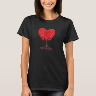 Heart Tree Roots Red Heart Love Family Couples Wed T-Shirt