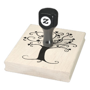 Heart Tree Silhouettes, 4" x 5" Rubber Stamp