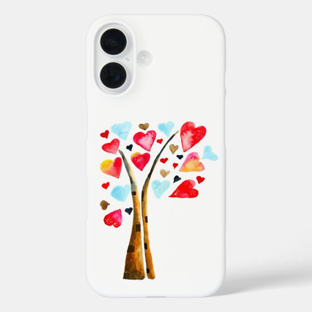 Heart tree valentines watercolor art Case-Mate iPhone case (Back)