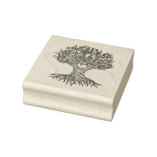 Heart Tree with Roots Rubber Stamp