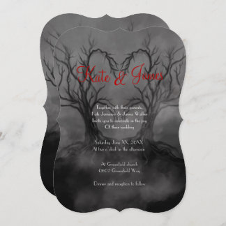 Heart Trees Dark & Moody Gothic Wedding Invitation