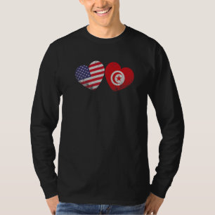 Heart Tunisian American Flag Patriotic Family Heri T-Shirt