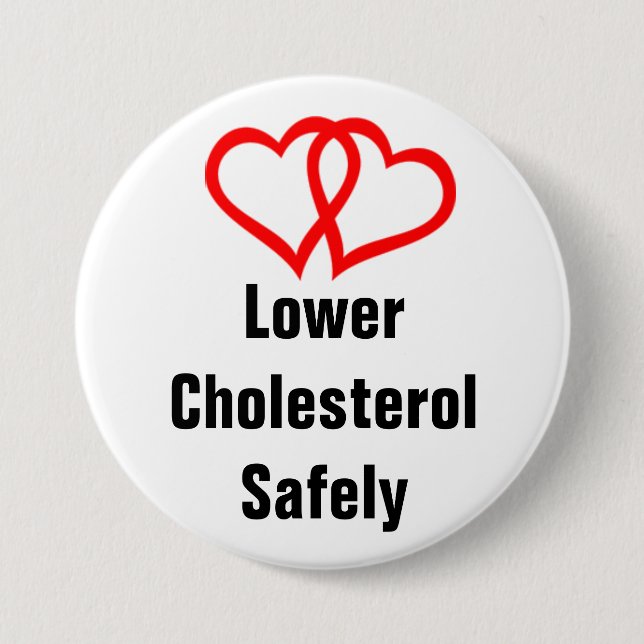 heart-two-hearts, LowerCholesterolSafely 7.5 Cm Round Badge (Front)