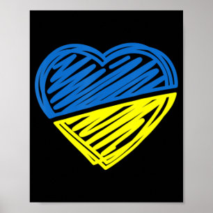 Heart Ukraine I Stand With Ukraine Ukrainian Flag Poster