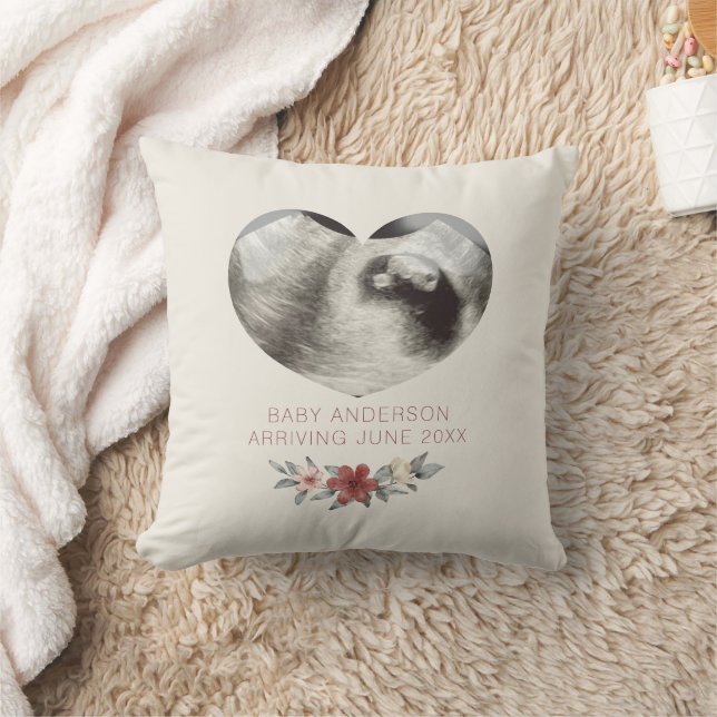 Heart Ultrasound Pregnancy Announcement Reveal Cushion (Blanket)