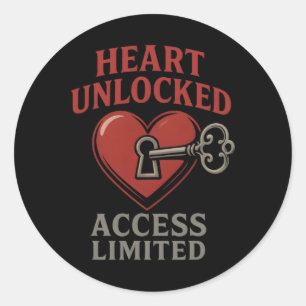 Heart Unlocked Access Limited Romantic Key Love Va Classic Round Sticker