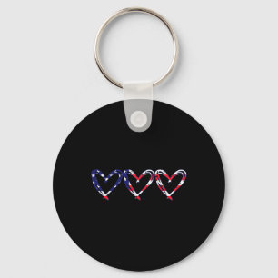Heart Us American Flag Funny 4th Of July Independe Key Ring