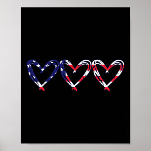 Heart Us American Flag Funny 4th Of July Independe Poster