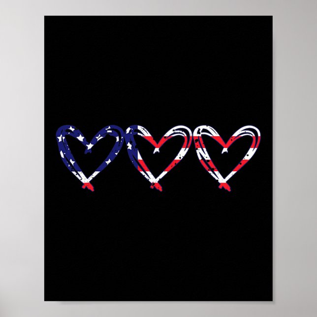 Heart Us American Flag Funny 4th Of July Independe Poster (Front)