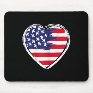 Heart Us Flag 4th Of July Patriotic American Mouse Pad