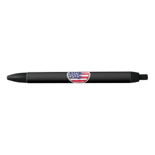 Heart US Flag 4th of July Patriotic American Stars Black Ink Pen