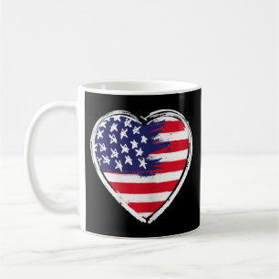 Heart US Flag 4th of July Patriotic American Stars Coffee Mug