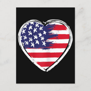 Heart US Flag 4th of July Patriotic American Stars Enclosure Card