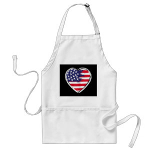 Heart US Flag 4th of July Patriotic American Stars Standard Apron