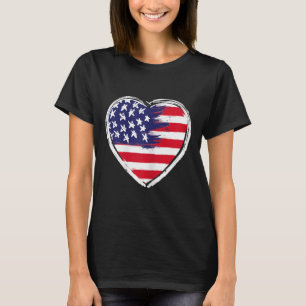Heart Us Flag 4th Of July Patriotic American T-Shirt