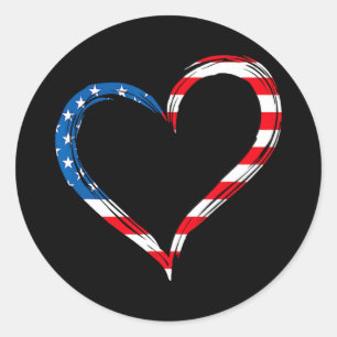 Heart usa flag memorial day patriotic american 4th classic round sticker