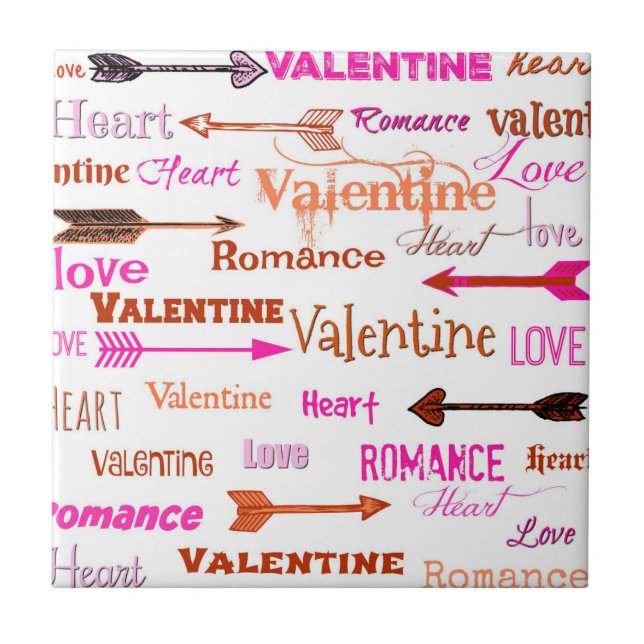 Heart, Valentine and Romance With Cupid Arrows Ceramic Tile (Front)