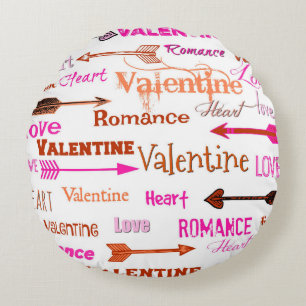 Heart, Valentine and Romance With Cupid Arrows Round Cushion
