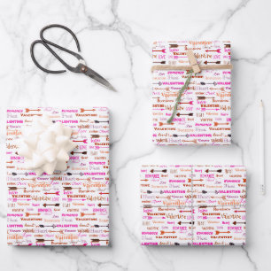  Heart, Valentine and Romance With Cupid Arrows Wrapping Paper Sheet