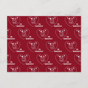 Heart Valentine Heart & Mouse "Love Is Cheesy" Postcard