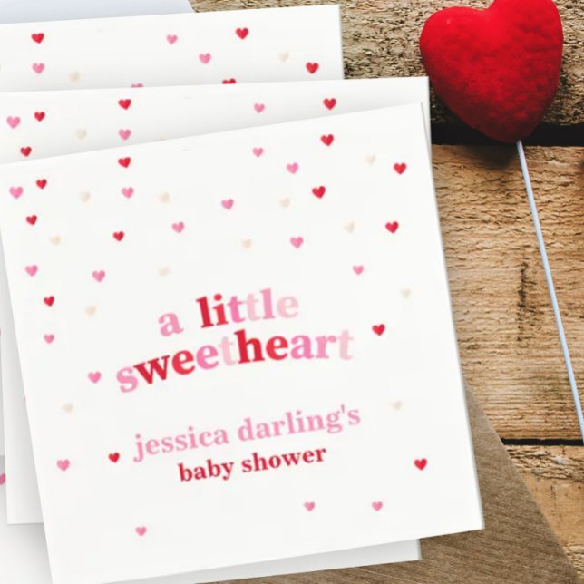 Heart Valentine Theme Baby Girl Shower Red Pink  Napkin (Creator Uploaded)