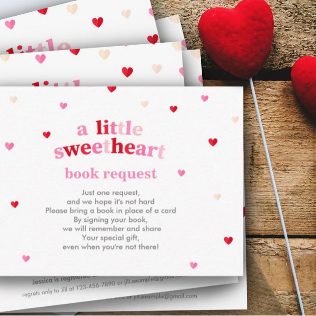 Heart Valentine Theme Baby Shower Book Request Enclosure Card (Creator Uploaded)