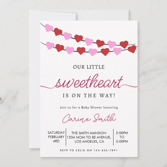 Heart Valentine's Baby Shower Invitation (Front)