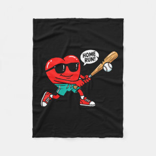 Heart valentines day baseball men boys kids teens fleece blanket