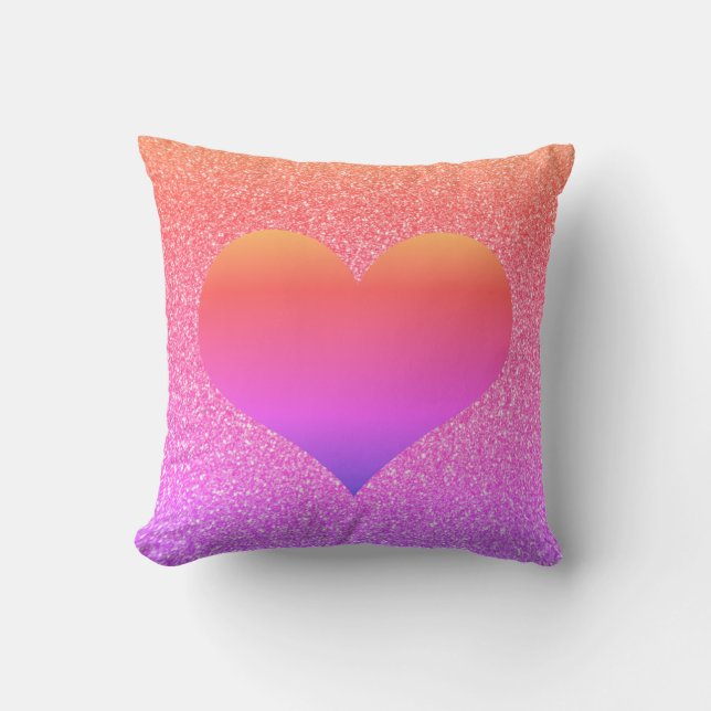 Heart Valentine's Day Birthday Rose Gold Glittery Cushion (Front)