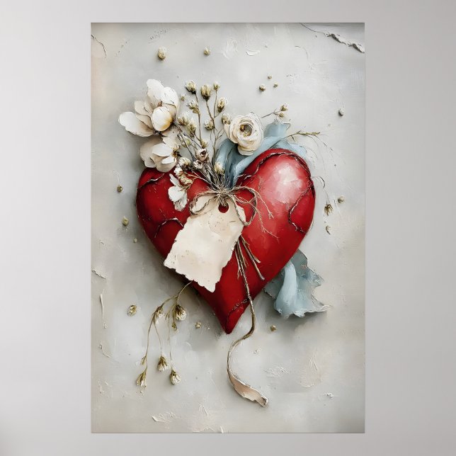 Heart Valentine's Day print, Spring Wall Art (Front)