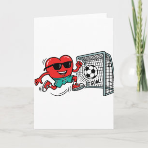 Heart Valentines Day Soccer Men Boys Kids Teens Card